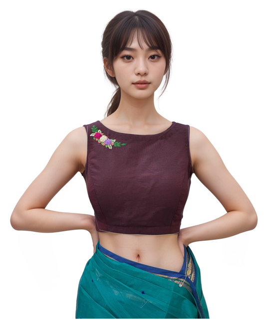 Brown sleeveless with embroidary