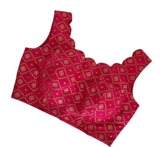 PINK BROCADE SLEEVELESS BLOUSE